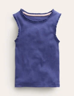 Tops & T-Shirts-Boden Ribbed Lace Trim Tank Top- Starboard