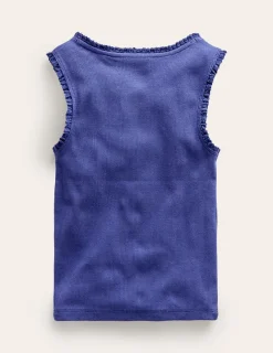 Tops & T-Shirts-Boden Ribbed Lace Trim Tank Top- Starboard