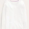 Tops & T-Shirts-Boden Ribbed Long Sleeve T-Shirt- White