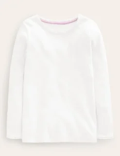 Tops & T-Shirts-Boden Ribbed Long Sleeve T-Shirt- White