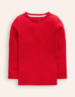 Tops & T-Shirts-Boden Ribbed Long Sleeve T-Shirt-Cherry Jam/Soft Ivory Stripe CherryJam/SoftIvoryStripe