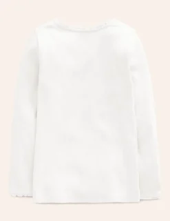 Tops & T-Shirts-Boden Ribbed Long Sleeve T-Shirt- White