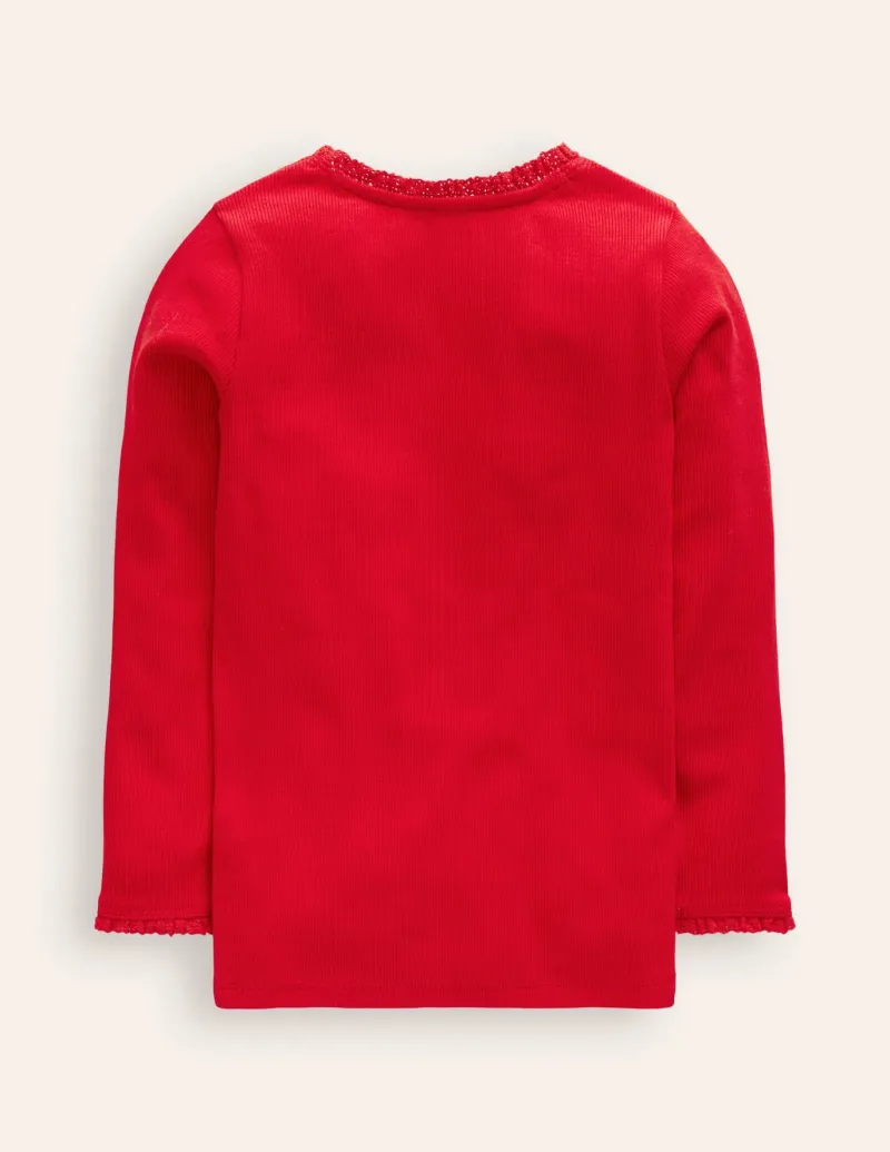 Tops & T-Shirts-Boden Ribbed Long Sleeve T-Shirt-Cherry Jam/Soft Ivory Stripe CherryJam/SoftIvoryStripe