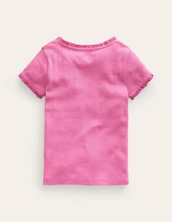 Tops & T-Shirts-Boden Ribbed Short Sleeve T-Shirt-Strawberry Ice StrawberryIce