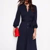 Petite Dresses | Midi-Boden Rowena Trim Jersey Shirt Dress- Navy