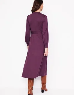 Petite Dresses | Midi-Boden Rowena Trim Jersey Shirt Dress- Damson