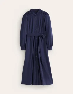 Petite Dresses | Midi-Boden Rowena Trim Jersey Shirt Dress- Navy