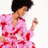 Dresses & Jumpsuits | Midi-Boden Ruby Collarless Shirt Dress-Rouge, Bow Scatter Rouge,BowScatter