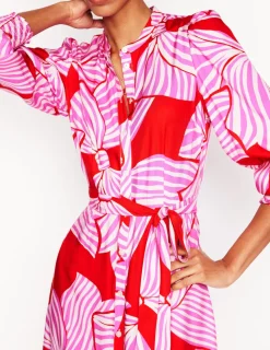 Dresses & Jumpsuits | Midi-Boden Ruby Collarless Shirt Dress-Rouge, Bow Scatter Rouge,BowScatter