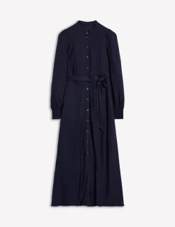Dresses & Jumpsuits | Midi-Boden Ruby Collarless Shirt Dress- Navy