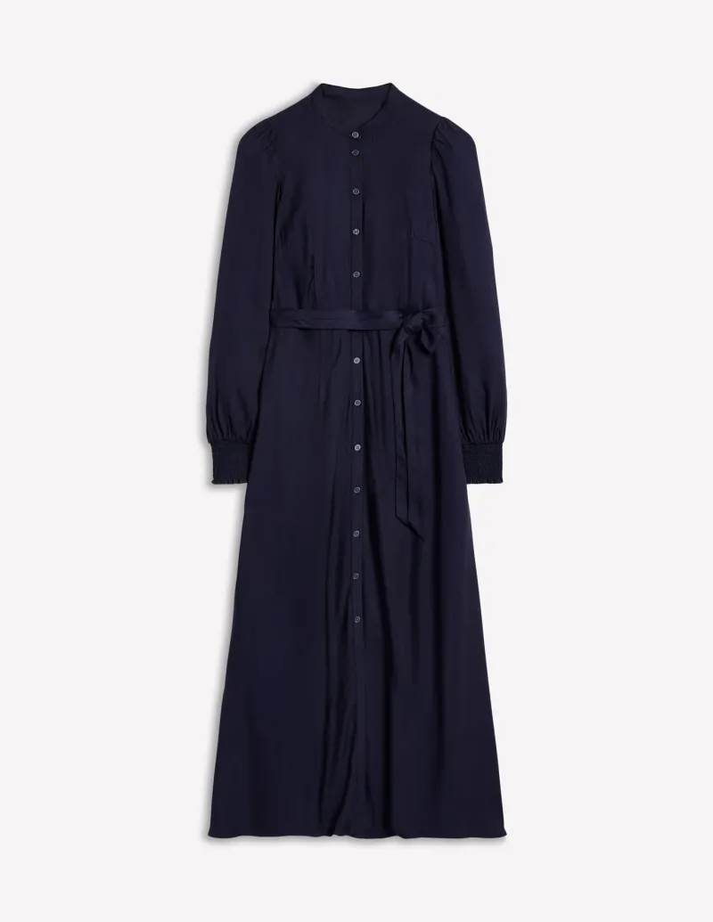 Dresses & Jumpsuits | Midi-Boden Ruby Collarless Shirt Dress- Navy