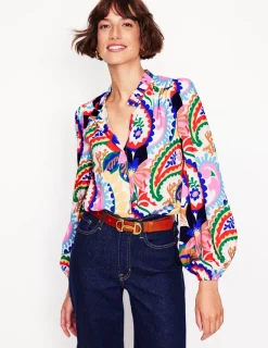 Suits & Tailoring | Tops & Blouses-Boden Ruffle Collar Blouse-Ivory, Botanical Paisley Ivory,BotanicalPaisley