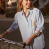 Shirts | Tops & Blouses-Boden Sadie Relaxed Cotton Shirt-Rainbow Stripe Placement RainbowStripePlacement