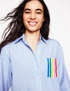 Shirts | Tops & Blouses-Boden Sadie Relaxed Cotton Shirt-Rainbow Stripe Placement RainbowStripePlacement