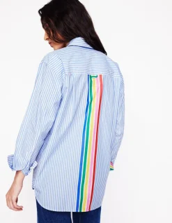 Shirts | Tops & Blouses-Boden Sadie Relaxed Cotton Shirt-Rainbow Stripe Placement RainbowStripePlacement
