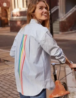 Shirts | Tops & Blouses-Boden Sadie Relaxed Cotton Shirt-Rainbow Stripe Placement RainbowStripePlacement