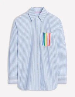 Shirts | Tops & Blouses-Boden Sadie Relaxed Cotton Shirt-Rainbow Stripe Placement RainbowStripePlacement