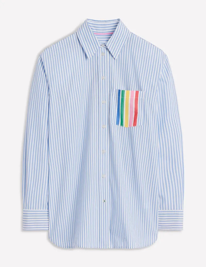Shirts | Tops & Blouses-Boden Sadie Relaxed Cotton Shirt-Rainbow Stripe Placement RainbowStripePlacement