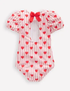 Swimwear & Beachwear-Boden Sandy Puff Sleeve Swimsuit-Bubblegum Pink Heart Stripe BubblegumPinkHeartStripe
