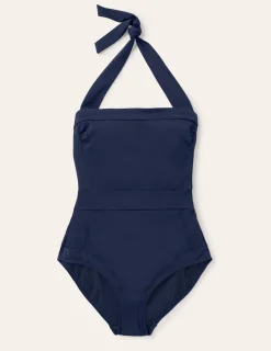 Swimwear-Boden Santorini Halterneck Swimsuit-French Navy FrenchNavy