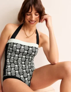 Swimwear-Boden Santorini Tankini Top-Black, Pineapple Geo Black,PineappleGeo