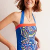 Swimwear-Boden Santorini Tankini Top-Blue, Foliage Paisley Blue,FoliagePaisley