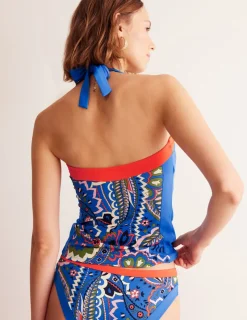 Swimwear-Boden Santorini Tankini Top-Blue, Foliage Paisley Blue,FoliagePaisley