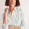 Tops & Blouses | Shirts-Boden Saskia Stretch Cotton Shirt-Green Tambourine, Sparse Spot GreenTambourine,SparseSpot