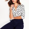 Tops & Blouses | Shirts-Boden Saskia Stretch Cotton Shirt-Ivory and Navy, Abstract Dot IvoryandNavy,AbstractDot