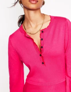 Dresses & Jumpsuits | Short-Boden Scallop Henley Knitted Dress-Pink Peony PinkPeony