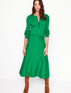 Dresses & Jumpsuits | Short-Boden Scallop Henley Knitted Dress-Rich Emerald RichEmerald