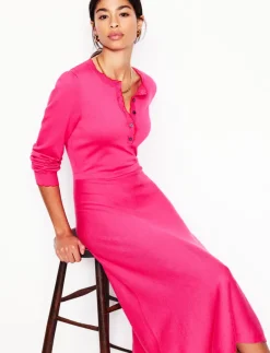 Dresses & Jumpsuits | Short-Boden Scallop Henley Knitted Dress-Pink Peony PinkPeony