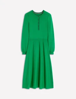 Dresses & Jumpsuits | Short-Boden Scallop Henley Knitted Dress-Rich Emerald RichEmerald