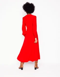 Dresses & Jumpsuits | Midi-Boden Scalloped Collar Tea Dress-Poppy Red PoppyRed