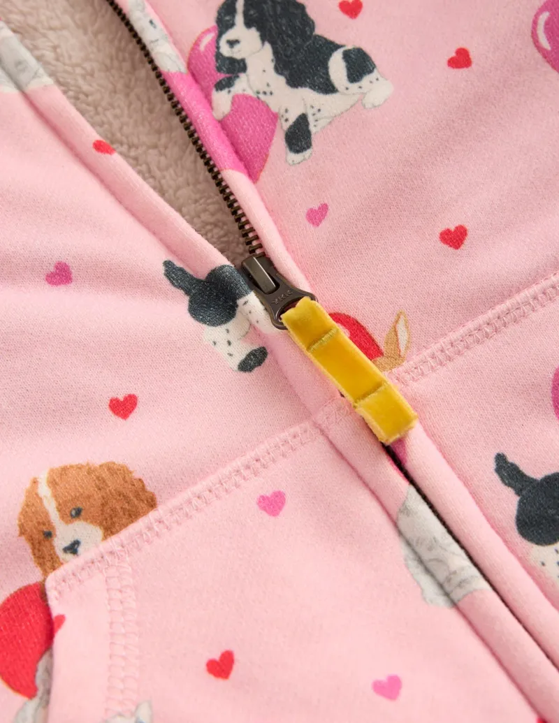 Sweatshirts & Hoodies | Tops & T-Shirts-Boden Shaggy-lined Hoodie-Chalk Pink Valentines Pets ChalkPinkValentinesPets