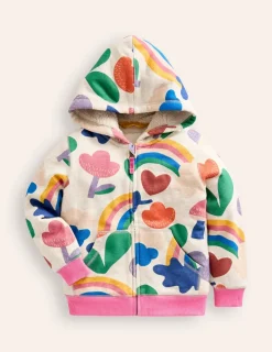 Tops & T-Shirts | Sweatshirts & Hoodies-Boden Shaggy-lined Hoodie-Oatmeal Marl Rainbow Collage OatmealMarlRainbowCollage