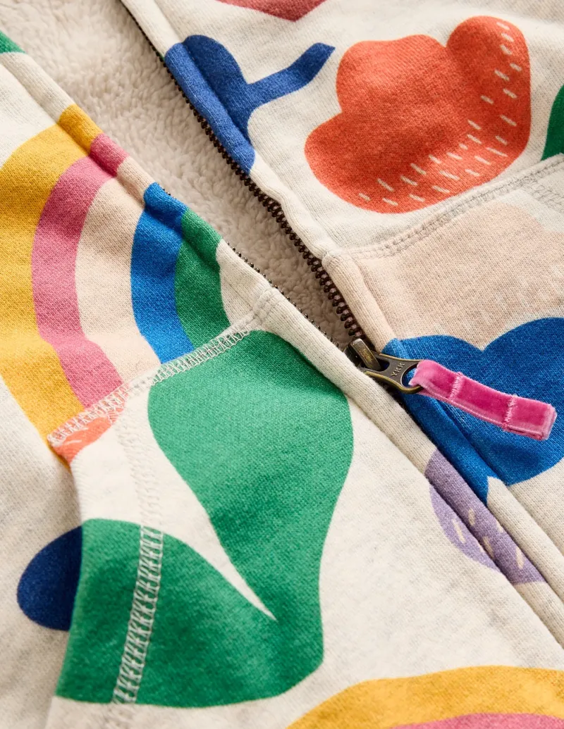 Tops & T-Shirts | Sweatshirts & Hoodies-Boden Shaggy-lined Hoodie-Oatmeal Marl Rainbow Collage OatmealMarlRainbowCollage