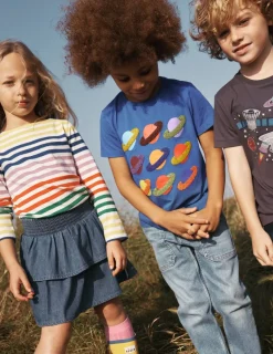 Tops, T-Shirts & Polos-Boden Short Sleeve Bouclé T-shirt-Kingfisher Blue Space KingfisherBlueSpace