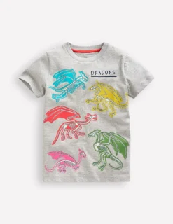 Tops, T-Shirts & Polos-Boden Short Sleeve GITD T-shirt-Grey Marl Dragons GreyMarlDragons