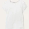 Tops & T-Shirts-Boden Short Sleeve Pointelle Top- White