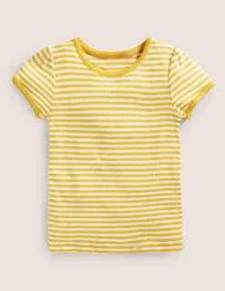 Tops & T-Shirts-Boden Short Sleeve Pointelle Top-Daffodil Yellow/Soft Ivory DaffodilYellow/SoftIvory