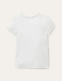 Tops & T-Shirts-Boden Short Sleeve Pointelle Top- White