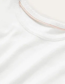Tops & T-Shirts-Boden Short Sleeve Pointelle Top- White