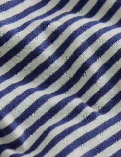 Tops & T-Shirts-Boden Short Sleeve Pointelle Top-Soft Ivory/Starboard Blue SoftIvory/StarboardBlue