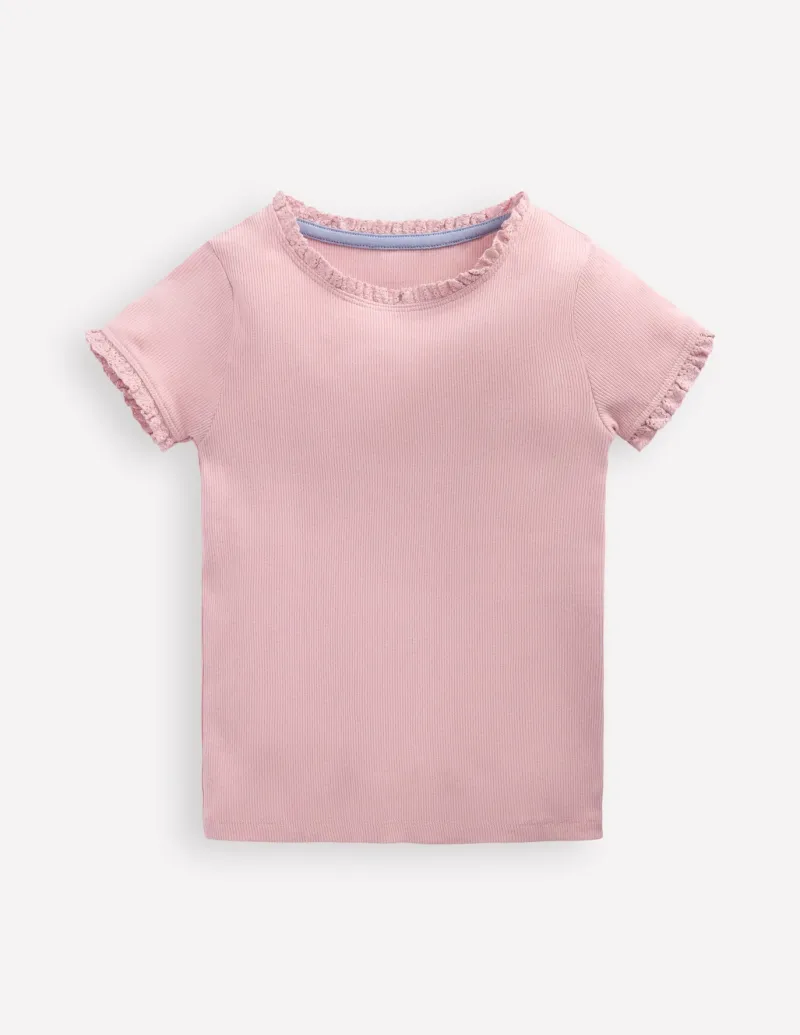 Tops & T-Shirts-Boden Short Sleeve Ribbed T-Shirt-French Pink FrenchPink