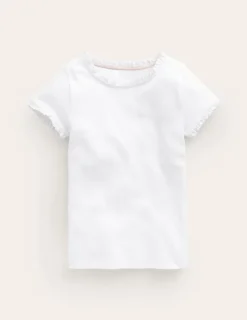 Tops & T-Shirts-Boden Short Sleeve Ribbed T-Shirt- White