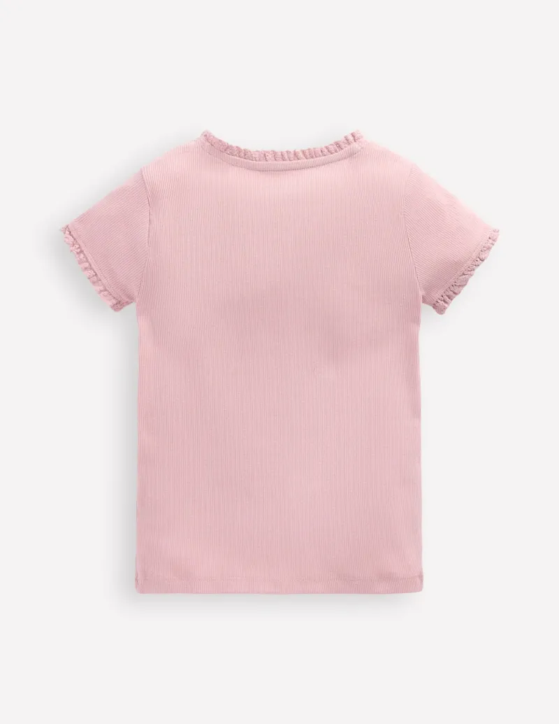 Tops & T-Shirts-Boden Short Sleeve Ribbed T-Shirt-French Pink FrenchPink
