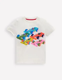 Tops, T-Shirts & Polos-Boden Short Sleeve Riso T-Shirt-Soft Ivory Race Cars SoftIvoryRaceCars