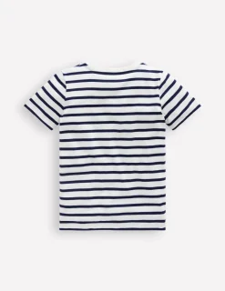 Tops, T-Shirts & Polos-Boden Short Sleeve Riso T-Shirt-Starboard Blue/ Ivory Space StarboardBlue/IvorySpace