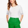 Nightwear & Lougewear | T-Shirts & Tanks-Boden Short Sleeve Smocked Cuff Top- White